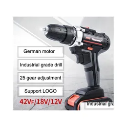 Electric Drill 2Speeds Cordless Screwdriver 21V 18V 12V Lithium Battery Mini Power Tool Drop Delivery Home Garden Tools Dh8Q4