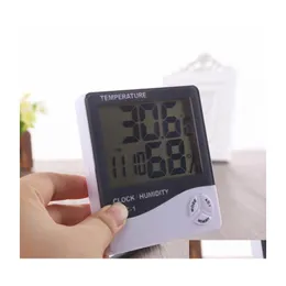 Temperature Instruments Digital Lcd Hygrometer Household Precision Clock Humidity Meter Thermometer With Calendar Alarm Battery Powe Dhmiy