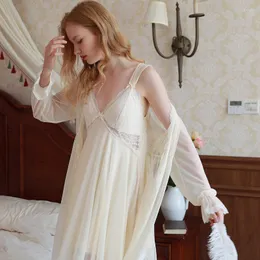 Kadın Placwear Fransız Gecesi Yaz Twopiece Suit Dantel Prenses Pijamas Kadınlar Sling İnce Uzun Kollu Ev Kıyafetleri Solid Cobe