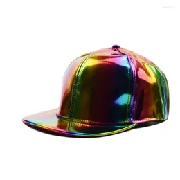 قبعات الكرة الرجال والنساء Pu Pure Color Light Edition Hip Hop Dicer Laser Baseball Snapback Four Seasons