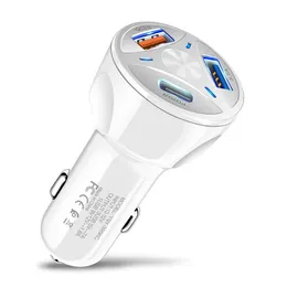 PD Car Charger Dual Ports 3.1 A USB 20W 12W Type-C Quick Charge Light Socket Adapter Adapter For Xiaomi Samsung