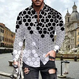 Camicie casual maschile Modello di moda Stampa di stampa a girare a molla a molla lunga tops cardigan per uomo autunno camicia harajuku