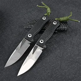 HOt Survival Straight Knife D2 Steel Black/White Stone Wash Drop Point Blade Full Tang G10 Handle Fixed Knives With Kydex