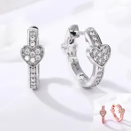 Hoop Earrings Ne'w Cute Love For Women Full Shiny Cubic Zirconia Fashion Versatile Daily Wear Accessories Jewelry