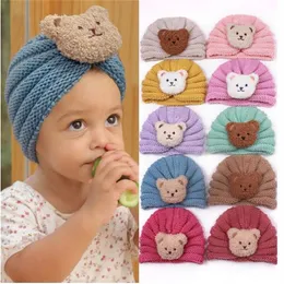 Winter baby warm knitting hat color cartoon child cute bear wool cap GC1873