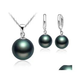 Earrings Necklace 2021 Top Quality Real Freshwater Pearl Jewelry Set Women Natural Sets 925 Sterling Sier Girl Birthday Gift Drop D Dhja9