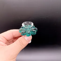 Grön blomma design glas skål för vatten bong rör man 14 mm 18mm rökningstillbehör för dab rigg