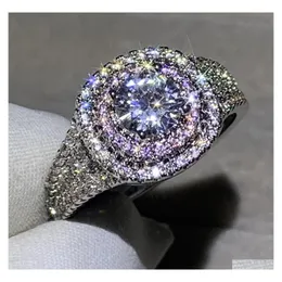 An￩is de casamento Victoria Wieck chegou a impressionante j￳ias de luxo 925 Sterling Sievr White Pink Sapphire CZ Diamond Party noivado WOME DH5UB