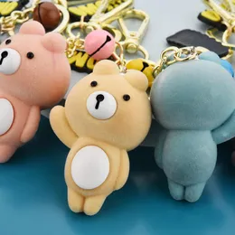 Keychains pvc pilha flocking fofa em pé de urso Kichain Bolsa de garanhão de joalheria de joalheria de joalheria de joalheria da cadeia Acessórios para a cadeia de cadeia n025