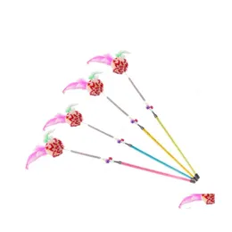 Cat Toys Toy Cute Funny Rod Colorf Teaser Wand Steel Wire Plastic Cats Interactive Stick Pet Ball Supplies Wholesale VT0464 Drop Del DHD97