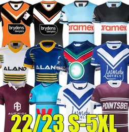 S-5XL 2023 Rugbytröjor alla NRLs stjärnor Ålar cowboys Warriors Sharks Wests Tigers Sea Eagles Panthers Blues Maroons Melbourne Storm Delfiner Broncos Roosters rabbin