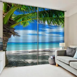 Vorhang in individueller Größe, luxuriöse Verdunkelungsvorhänge für 3D-Fenster, für Wohnzimmer, Natur, Landschaft, Strand