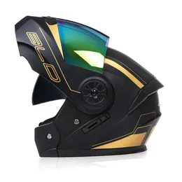 ユニセックス クール セーフティ ダブル バイク ライディング レーシング デュアル レンズ フルフェイス ヘルメット Capacete DOT キャスコ Moto 0105