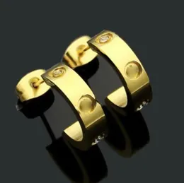 Guldringörhängen Runda guldörhängen Titanstål 18K rosenstift Guld kärleksörhängen Damer utsökta enkla mode diamanter damörhängen Smycken presenter