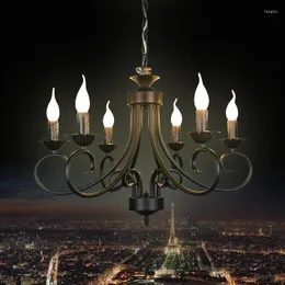 Lampadari per sala da pranzo Foyer Lampadario moderno vintage a 6 bracci in ferro classico Mablack a lume di candela