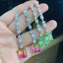 Dangle Earrings Fashion Luxury Long Drop For Women Multicolor Wedding Bridal Boucle D'oreille Femme 2023 E-1016