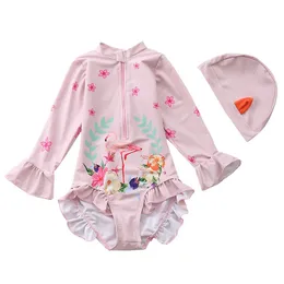 s Happyflute 7 26kg Ins Children s Swimsuit Girl s Sunscreen Long Sleeve Cute Baby Princess Swim Cloth 230106