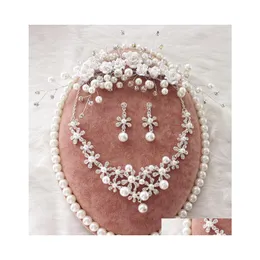 Zestawy biżuterii ślubnej gliniane kwiaty perły kryształowe kolczyki nakcia nondai