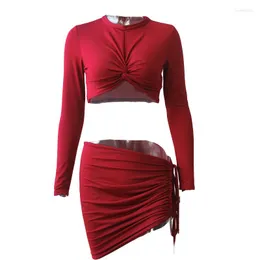 Arbetsklänningar Eushey kjoluppsättningar för kvinnor 2023 Spring Autumn Crop Top och kjolar Kvinnor Sexig tvådelar Set Streetwear Club Suits Outfits