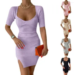 Casual Kleider 2023 Vestidos Mujer Maxi Kleid Vestido Longo 22023 Europa Und Amerika Frühjahr/Sommer Sexy Slim Sleeve Rundhals stricken