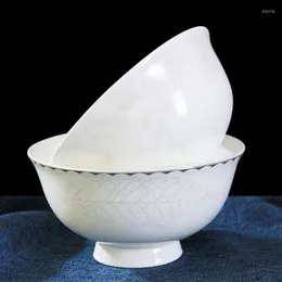 Bowls 4.5 Inch Jingdezhen Ceramic Rice Bowl White Porcelain Soup Home Dinnerware Ramen Small Container Tableware Crafts