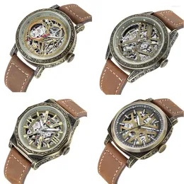 Orologi da polso Mens Skeleton Automatic Mechanica Watch 2023 Luxury Sport Military Leather Wrist Drop Relogio