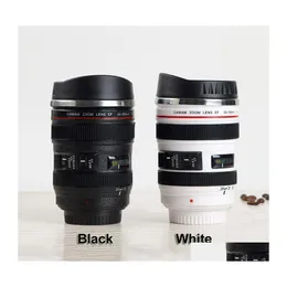 Mugs Creative 400Ml Camera Lens Mug Portable Stainless Steel Tumbler Travel Milk Coffee Novelty Double Layer Cups Dh1348 Drop Delive Dhebh