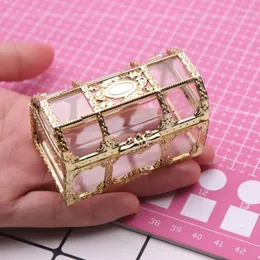 Present Wrap Top -klass Golden Silvery Transparent Plastic Treasure Chest Wedding Candy Box Packaging Boxes LX2781
