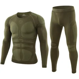 Herrens termiska underkläder toppkvalitet Thermo Cycling Running Compression Sport Sport Fitness Long Johns Jogging Set