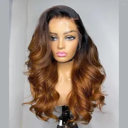 Farbig 1b30 Ombre brauner Körperwelle 13x6 13x4 Spitzenfront menschliche Haar Perücken für schwarze Frau 5x5 Verschluss natürlicher brasilianischer Remy