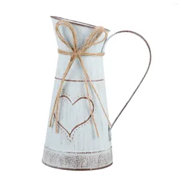 Dekorativa blommor Cabilock Pot Iron Heart Form Mönster Hållare Blomma Metal Vase Hemdekoration Ornament för arrangemang