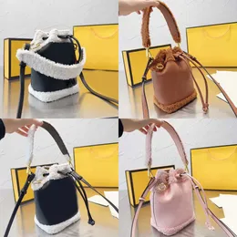 Totes luxurys handbag Tote Bag Women Vintage F Drawstring Bucket Winter Plush Shopper Bags Designer Bags tote Letter Crossbody Purse 221009