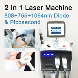 Comprimento de onda triplo 808nm Diodo a laser 2 em 1 Picossegund a laser Tattão Tratamento Remoção de cabelo Depilação da máquina de rejuvenescimento de pele