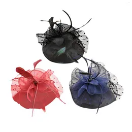 Berretti Fascinator Fermagli per capelli Piume a rete per donne Ragazze Garza Fascia fatta a mano Copricapo da sposa Decorazione Cappello