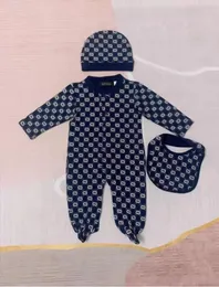 Nyfödda flickor Romper Onesies 3st/set med mössa Bomull Björntryckt Jumpsuit Onesies Onesies Jumpsuits Småbarn Spädbarn Barn Designkläder