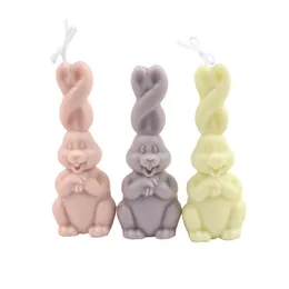 3D Rabbit Candle Silicone Molds Easter Party Bunny Resin Casting Mould for DIY Candle Making Polymer Clay Craft Plaster Home Decoration