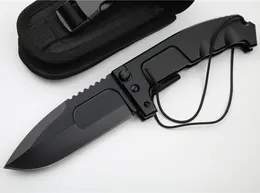 Speciaal aanbod ER Survival Tactical Folding Knife N690 Drop Point Black Blade 6061-T6 Handmessen met nylon tas