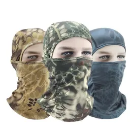 Camo Balaclava hat Full Face Cover Mask outdoor Cycling Helmet Liner cap Tactical Chief Caps outdoor Camping Hiking Head Scarf Turban