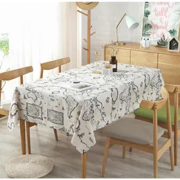 Table Cloth Europe Linen Cotton Letter Printed Tower Map Tablecloth Lace Edge Rectangular Christmas Manteles Para Mesa