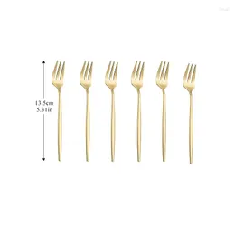 Geschirrsets 6 PCs Besteck Set Gold Edelstahl -Stahlgabel Tee Schwarze Gabeln Besteck Küche Küche