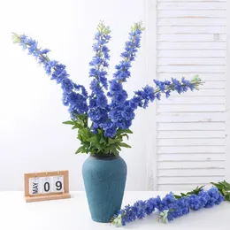 Flores decorativas 1pc Decoração artificial de flor artificial Delphinium de folha de ramo leves para casamento