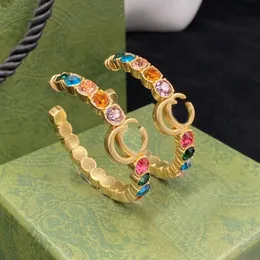 2022 New Color Diamond Hoop Huggie aretes aretes orecchini Personalidad de la moda aretes de círculo grande joyería de diseño de fiesta de bodas para mujeres