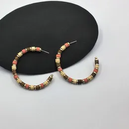 Hoop Earrings Fashion Bohemian Exaggerated Big Circle For Women Vintage Multicolor Customized Wood Temperament Jewelry