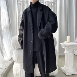 Men's Wool Blends Korean Coat Woolen Long Loose Casual Singlebreasted Couple Overcoat Autumn Winter Trend Fashion Large size 5xl 230105