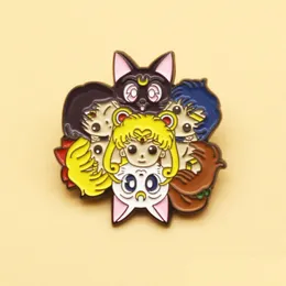 Tecknad accessoarer Sailor Moon Spinning Emamel Pin Cute Badge For Best Friend Brosch Gift Fashion Jewelry Drop Delivery Baby Kids M DHDR6