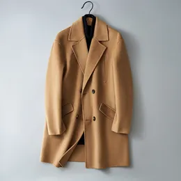 Men's Wool Blends winter high quality wool trench coat men men's jackets thicken warm Doublesided plussize MXXXL KY097 230106