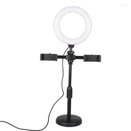 Flash Heads 16Cm LED Selfie Ring Light With Dual Phone Holder For Po Studio Live Video Stream Makeup
