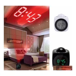 Desk tabellklockor LCD -projektion LED Display Tid Digital Alarm Clock Talking Voice Prompt Thermometer Prevent SN Functional DH111 DHUR8