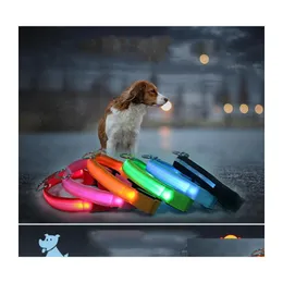 Collari per cani Guinzagli Taglia XL Led Collare per animali Colorf Luce lampeggiante Forniture luminose Glow Etichetta di sicurezza Vendita di Natale Dh0177 Drop Delivery Dhnt8