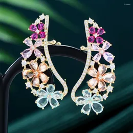 Kolczyki Dangle Godki Trendy Luxury Fairy Błyszcząca klips dla kobiet przyjęcie weselne Dubai Bridal Boucle d'Oreille femme